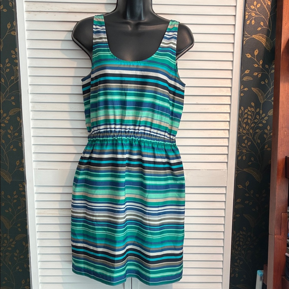 LOFT Striped Mini Dress - Blue and Green
